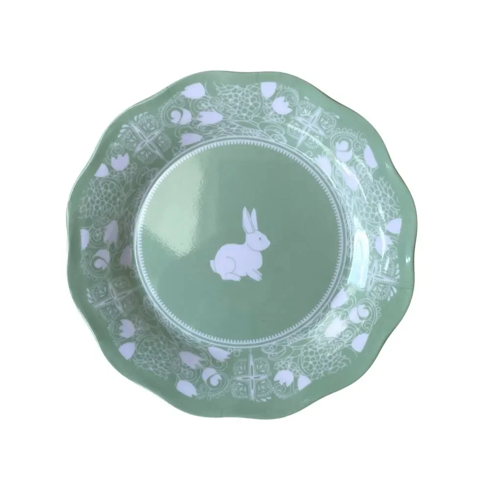 Pastel Easter Bunny Melamine Appetizer Plates 7in Set of 4 NEW